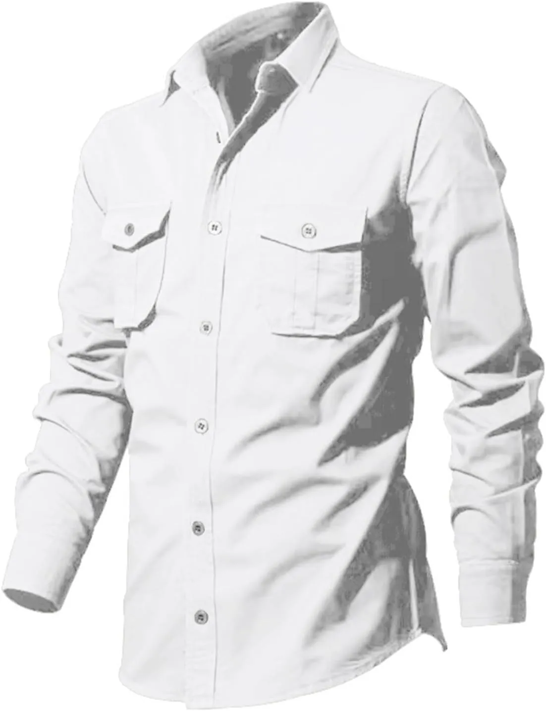 LCMTWX Men's Long Sleeve Button Up Shirts Long Sleeved Lapel Solid Color Shirt Shirt Double Pockets Men's Shirt Tee Shirts