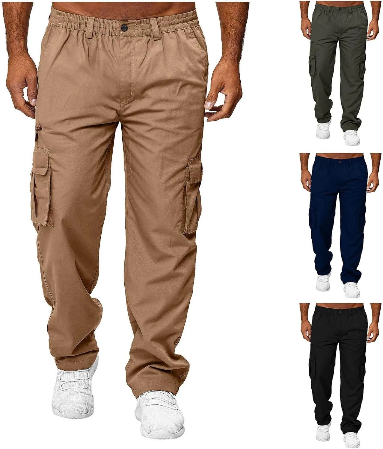 lcyhony Mencomfy Cargo Pants Relaxed Fit Multipants - High Stretch Multi-Pocket Durable Cargo Pants Summer Casual Work Pant