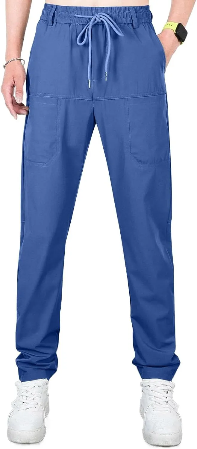 lcyhony Mens Cargo Pants Relaxed fit Stretchy Casual Hiking Pants Plus Size Elastic Waist Drawstring Multi-Pocket Work Pants