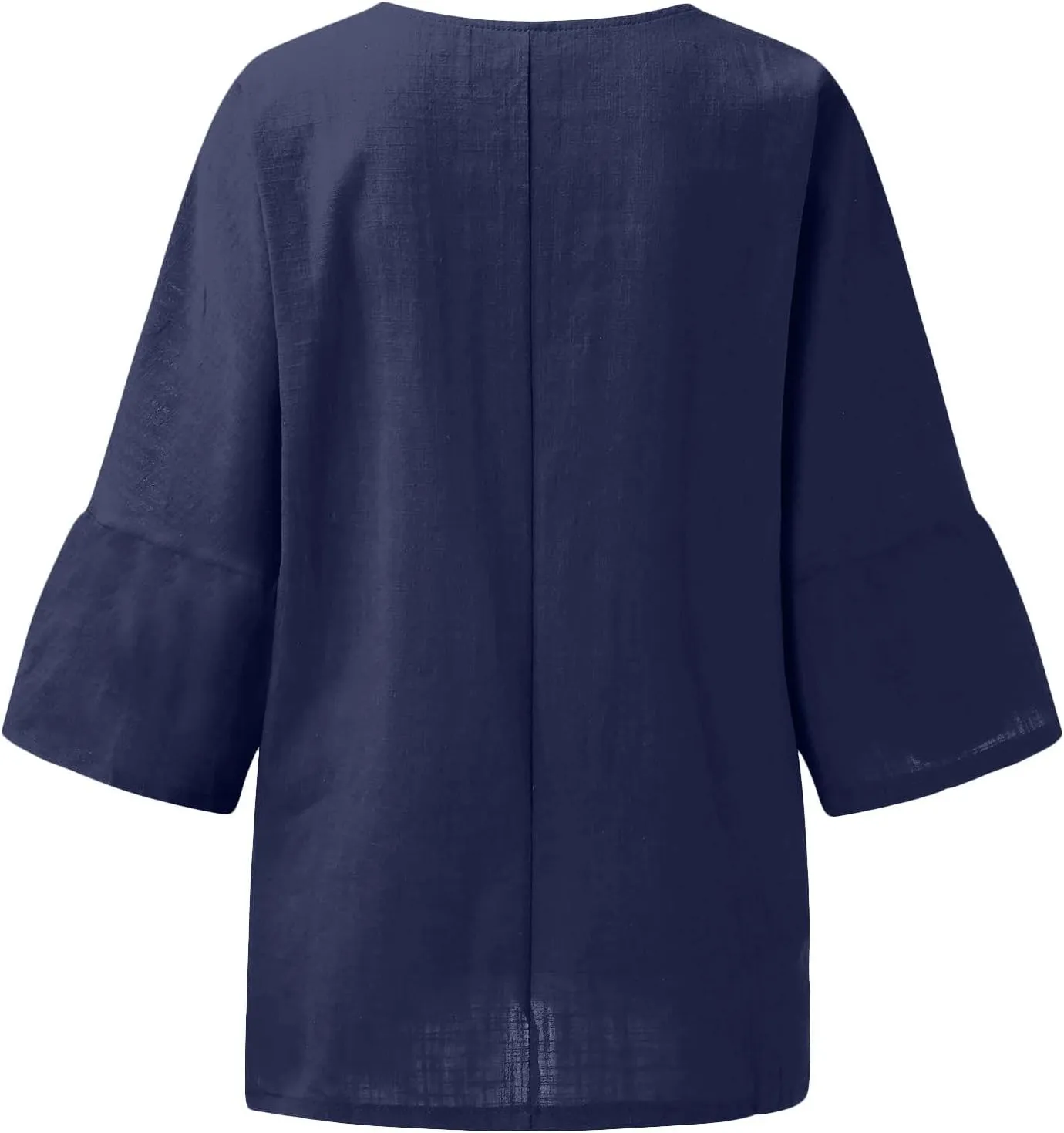 Linen Shirts for Women 3/4 Sleeve 2024 Solid Color V-Neck Tunic Blouse Casual 3/4 Length Sleeve Summer Tops