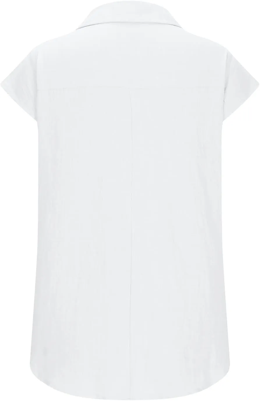 Linen Shirts for Women Short Sleeve Button Down Solid Cotton Linen Blouse Summer Spring Fashion Office Work Top Tees