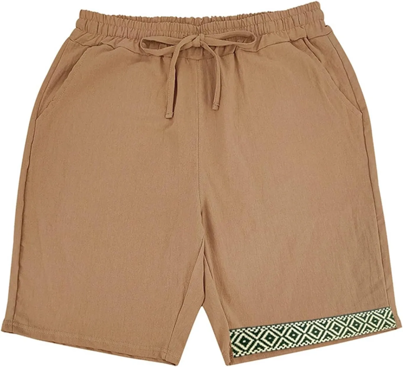 Linen Shorts for Mens Baggy Cool Boho Beach Vacation Summer Pants Elastic Waist Drawstring Casual Shorts with Pockets