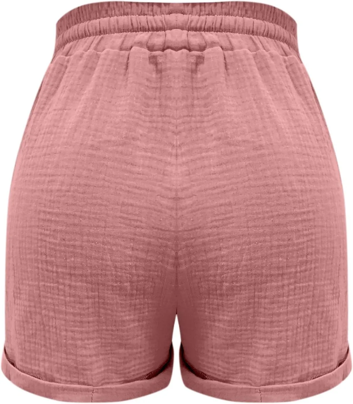 Linen Shorts for Women Drawstring Loose Breathable Summer Elastic Waist Casual Lightweight Shorts with Pockets Beach