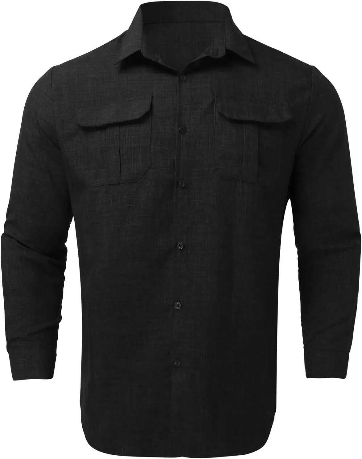 Long Sleeve Shirt Men Lapel Cotton Solid Color Pocket Long Sleeve Shirt Top Long Sleeve Shirt Mens Casual Shirts