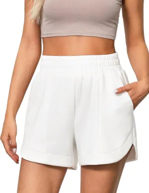 luvamia Athletic Shorts for Women High Waisted Comfy Pull On Elastic Waist Casual Lounge Summer Sweat Shorts with Pocket