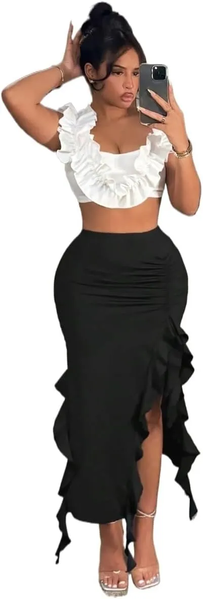 Maxi Skirts for Women High Slit Sexy Summer Skirt