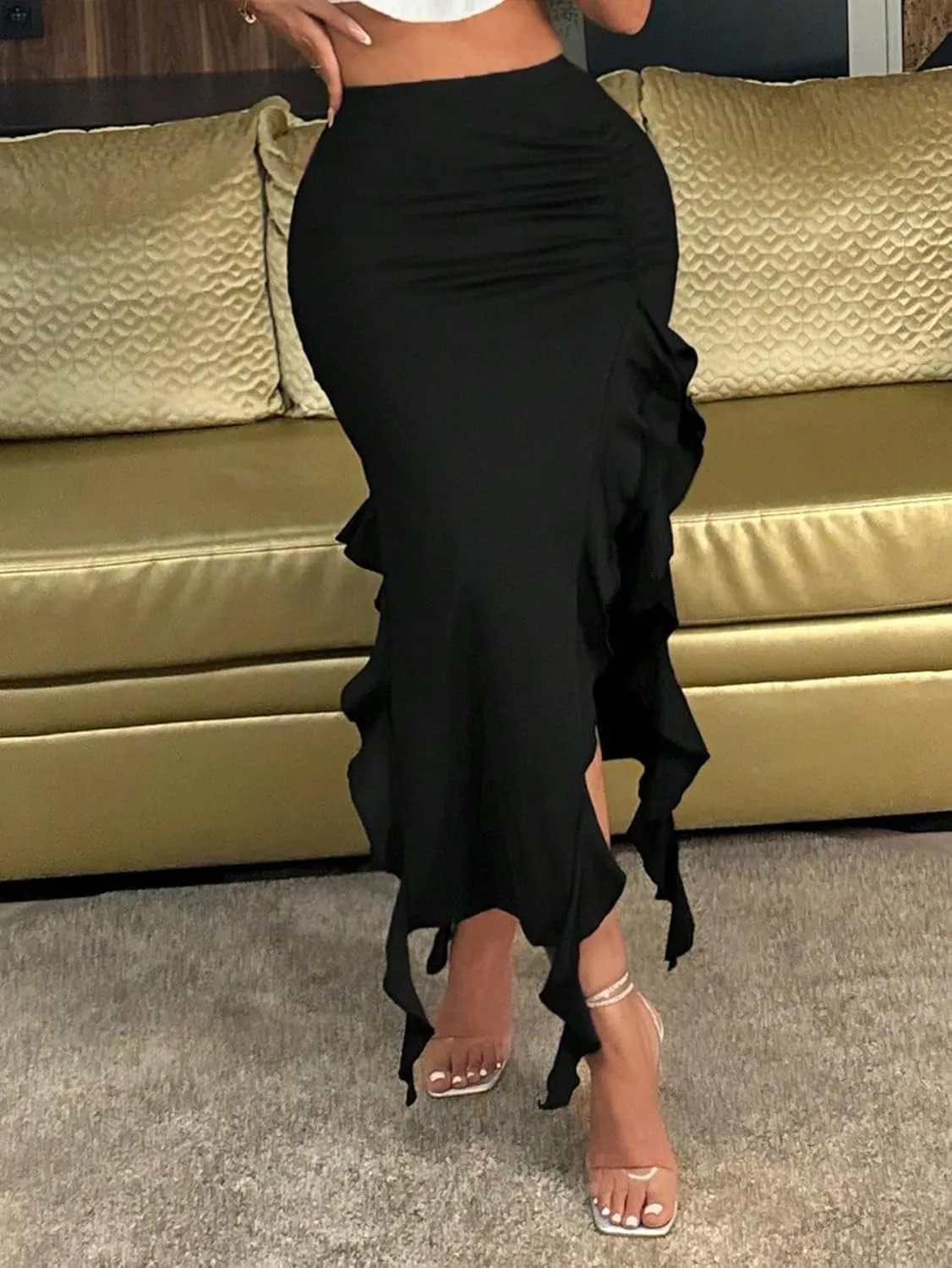 Maxi Skirts for Women High Slit Sexy Summer Skirt