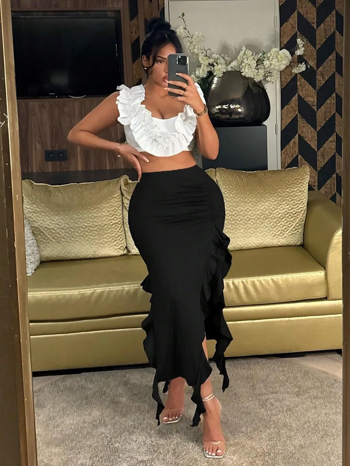 Maxi Skirts for Women High Slit Sexy Summer Skirt