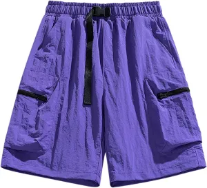 Men Casual Shorts Elastic Waist Quick Dry Shorts Loose Fit Big and Tall Lightweight Outdoor Beach Shorts