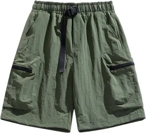 Men Casual Shorts Elastic Waist Quick Dry Shorts Loose Fit Big and Tall Lightweight Outdoor Beach Shorts