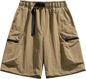 Men Casual Shorts Elastic Waist Quick Dry Shorts Loose Fit Big and Tall Lightweight Outdoor Beach Shorts