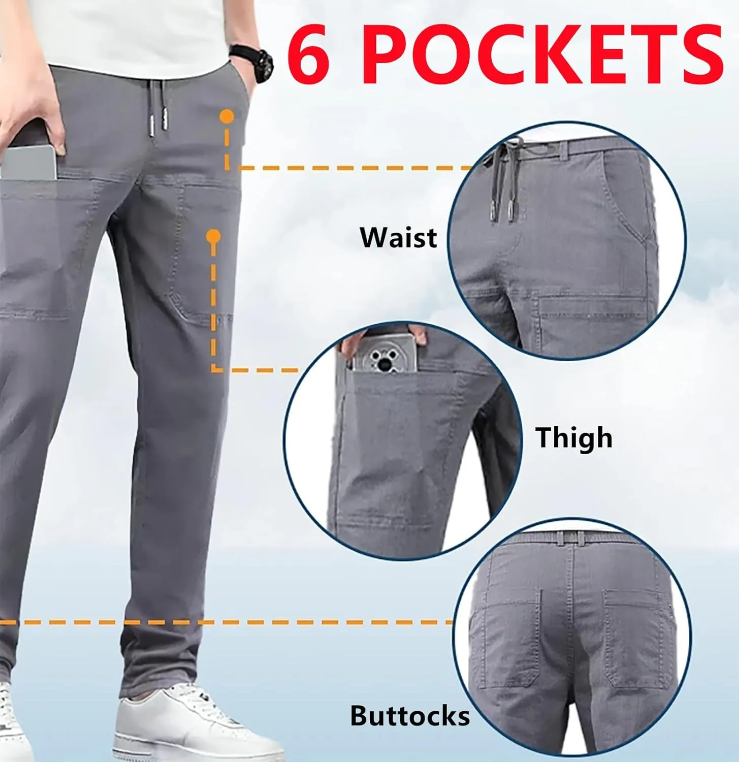 Mencomfy Cargo Pants, Multipants - High Stretch Multi-Pocket Durable Cargo Pants Waterproof Breathable