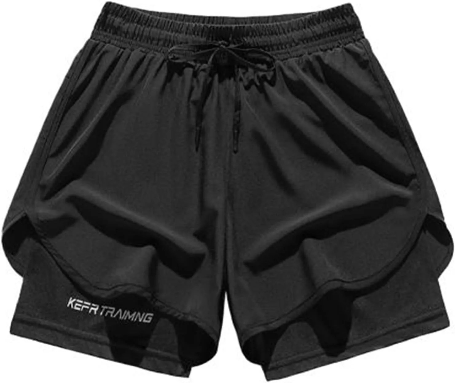 Mens 5" Gym Running Shorts Elastic Drawstring Waist Sweat-Shorts 2 in 1 Quick Dry Workout Athletic Short Pants