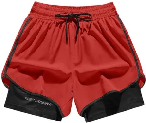 Mens 5" Gym Running Shorts Elastic Drawstring Waist Sweat-Shorts 2 in 1 Quick Dry Workout Athletic Short Pants