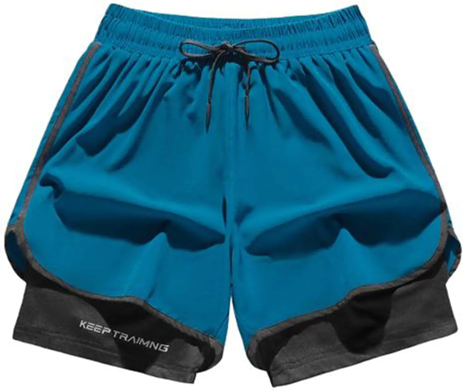 Mens 5" Gym Running Shorts Elastic Drawstring Waist Sweat-Shorts 2 in 1 Quick Dry Workout Athletic Short Pants