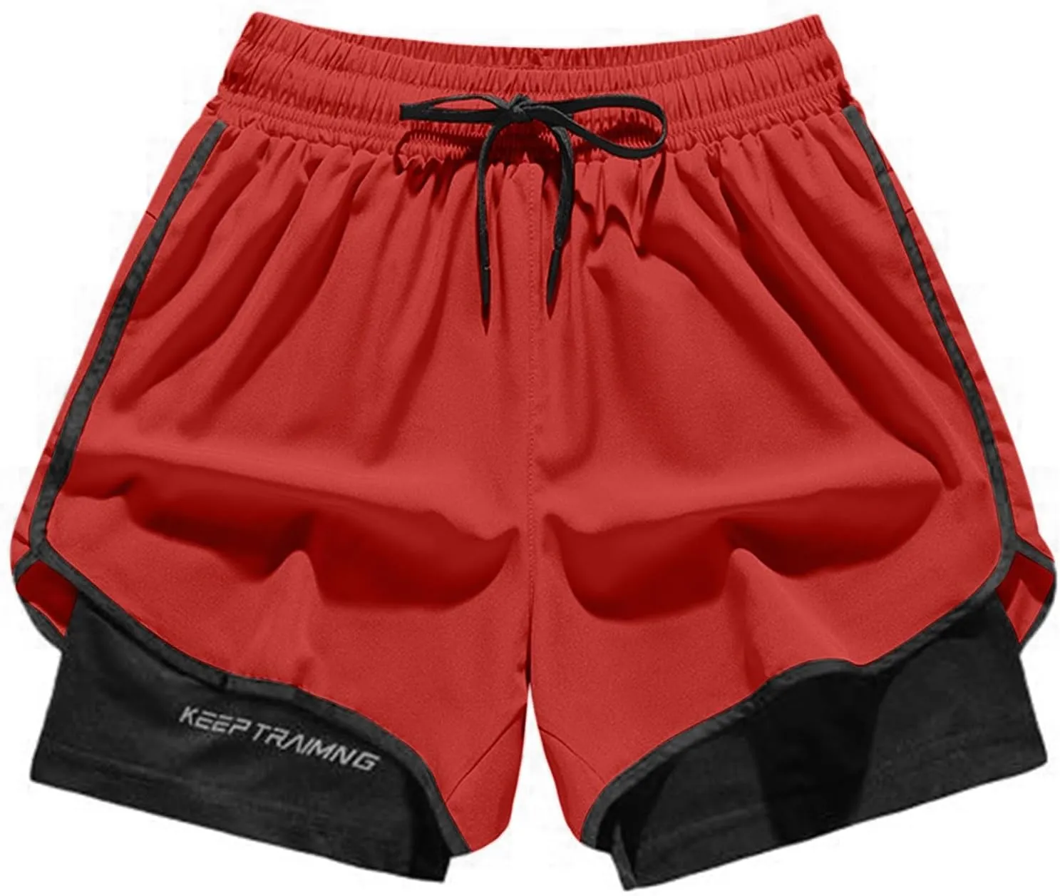 Mens 5" Gym Running Shorts Elastic Drawstring Waist Sweat-Shorts 2 in 1 Quick Dry Workout Athletic Short Pants