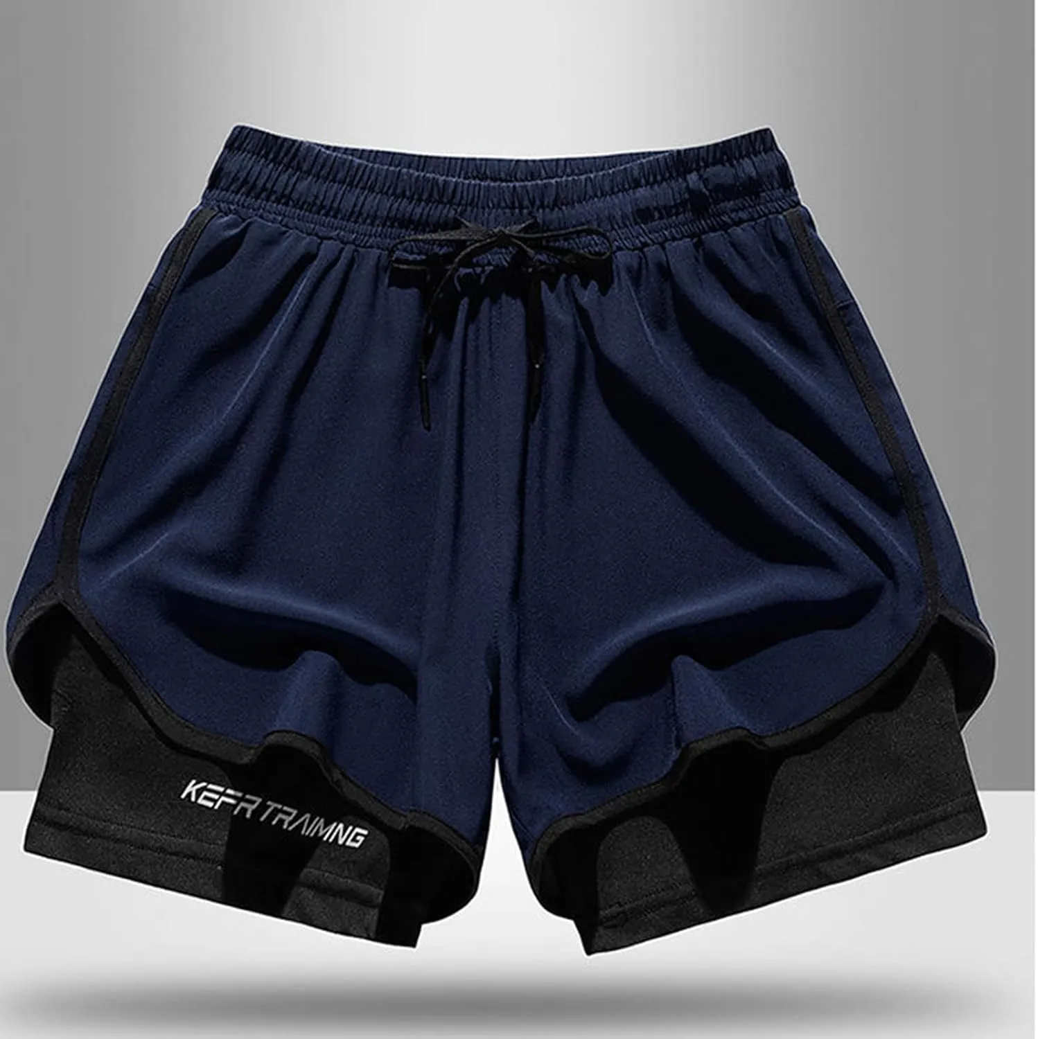 Mens 5" Gym Running Shorts Elastic Drawstring Waist Sweat-Shorts 2 in 1 Quick Dry Workout Athletic Short Pants