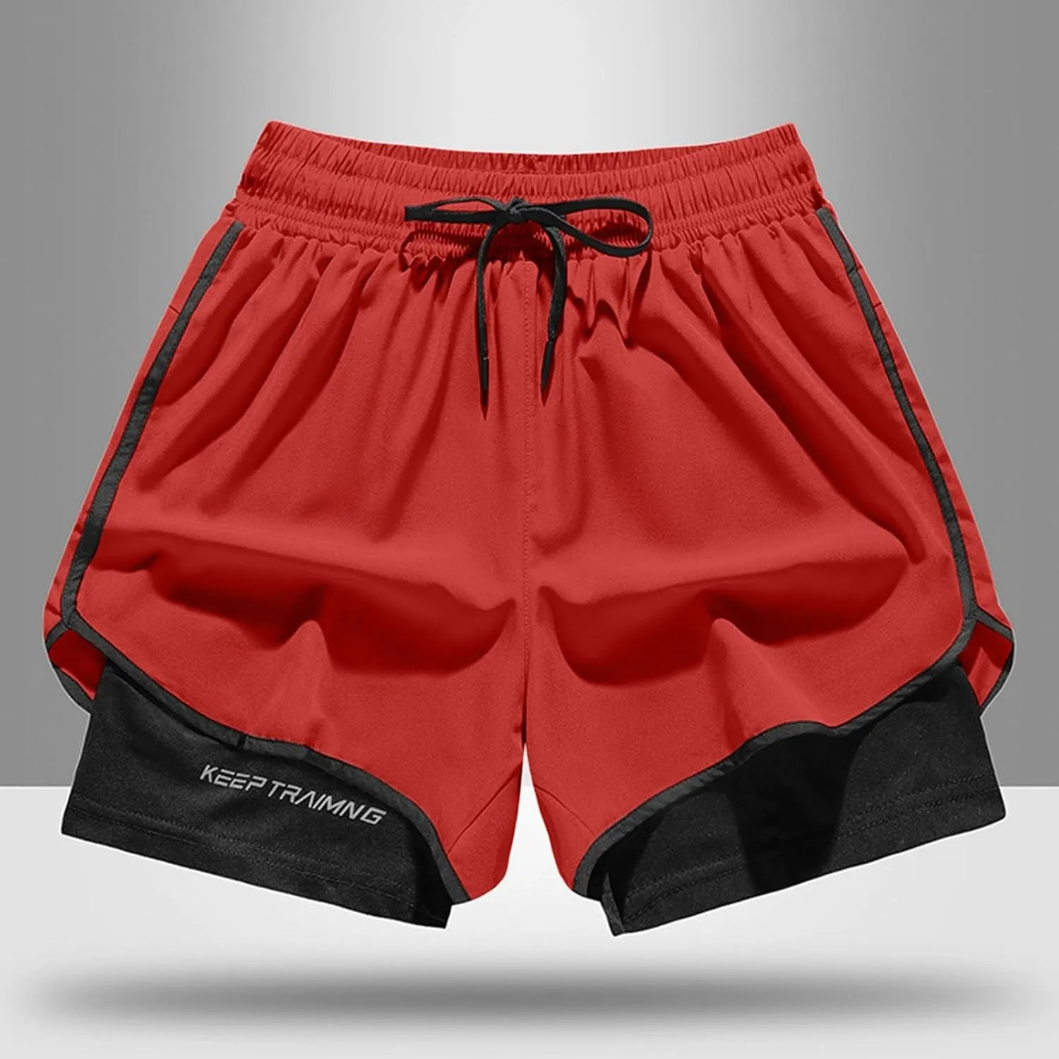 Mens 5" Gym Running Shorts Elastic Drawstring Waist Sweat-Shorts 2 in 1 Quick Dry Workout Athletic Short Pants