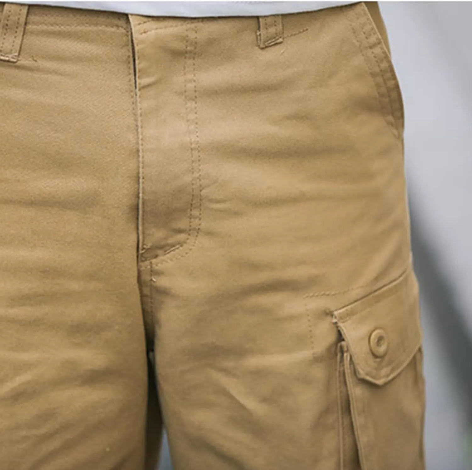 Men's Athletic Gym Cargo Shorts Plus Size Solid Outdoor Wear Resistance Short with Multiple Pockets Knee Length Short