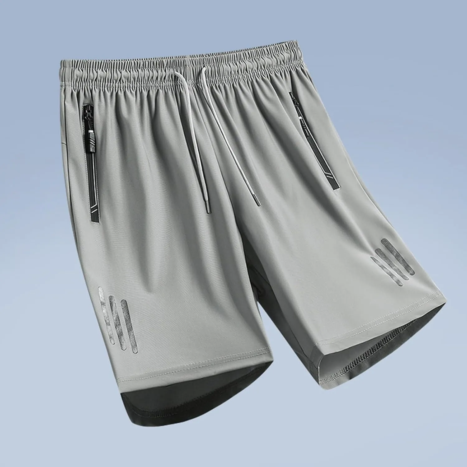 Mens Athletic Running Workout Shorts Quick Dry Elastic Waist Shorts Big Tall Loose Lightweight Shorts with Zip Pocket