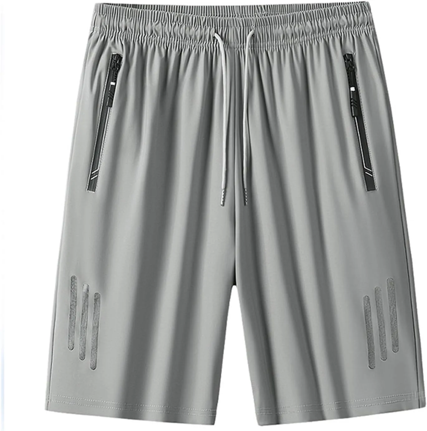 Mens Athletic Running Workout Shorts Quick Dry Elastic Waist Shorts Big Tall Loose Lightweight Shorts with Zip Pocket