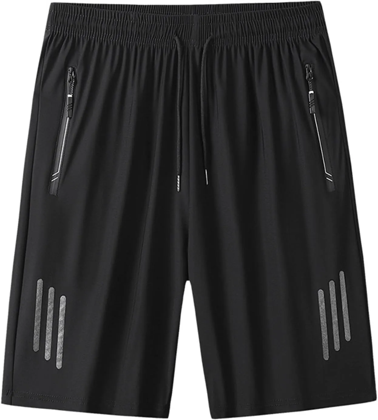 Mens Athletic Running Workout Shorts Quick Dry Elastic Waist Shorts Big Tall Loose Lightweight Shorts with Zip Pocket