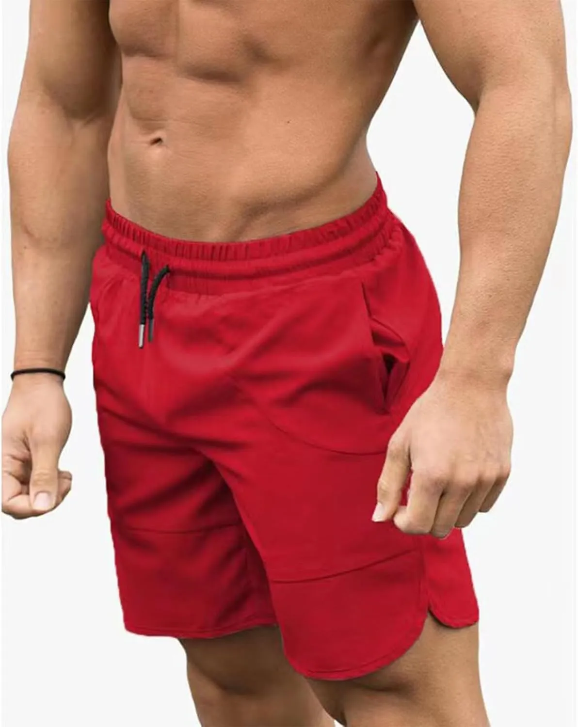 Mens Athletic Shorts with Pockets Lightweight Quick Dry Gym Running Workout Track Pant Drawstring Elastic Waist Short