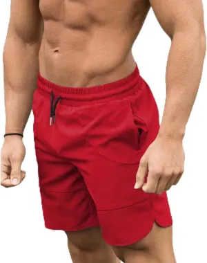 Mens Athletic Shorts with Pockets Lightweight Quick Dry Gym Running Workout Track Pant Drawstring Elastic Waist Short