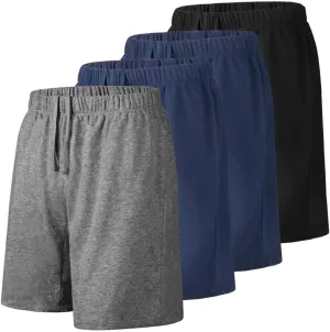 Men's Athletic Shorts with Pockets,Sweat Shorts for Men Pack,7 Inch Cotton Knit Shorts Men Multipack Casual Fit Summer