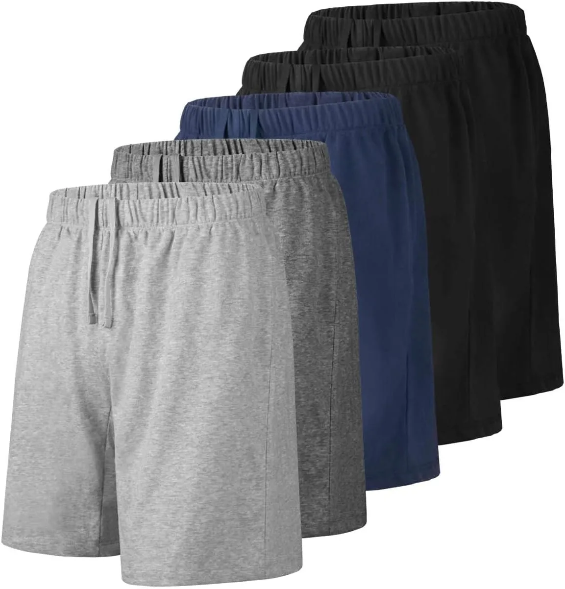 Men's Athletic Shorts with Pockets,Sweat Shorts for Men Pack,7 Inch Cotton Knit Shorts Men Multipack Casual Fit Summer