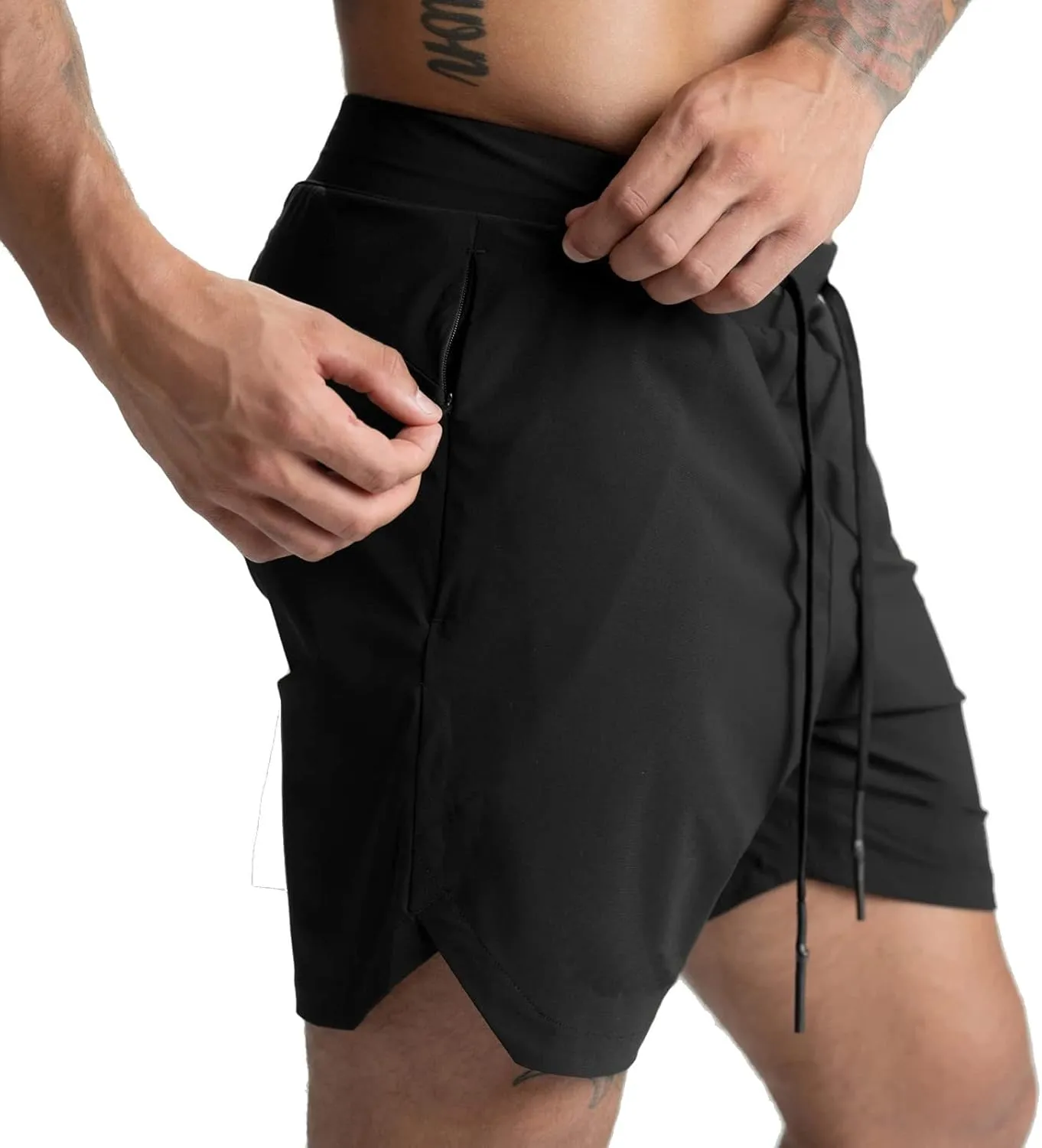 Mens Athletic Workout Shorts Quick Dry Lightweight Bodybuilding Gym Running Basketball SweatShorts with Zipper Pockets