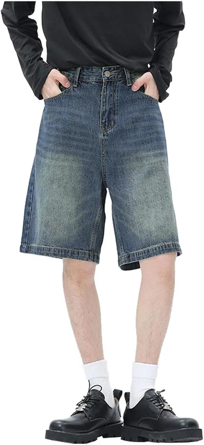 Mens Baggy Denim Jorts Y2K Loose Fit Hip Hop Jean Shorts Casual Mid Jeans Trendy Outfits