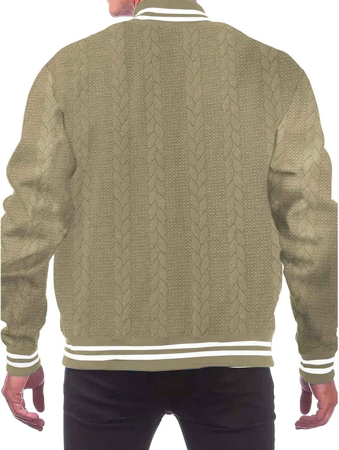 Mens Cable Knitted Cardigan Sweaters Trendy Button Down Varsity Jackets Fall Winter Oversize Thicken Thermal Coat Top
