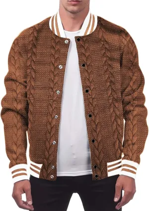 Mens Cable Knitted Cardigan Sweaters Trendy Button Down Varsity Jackets Fall Winter Oversize Thicken Thermal Coat Top