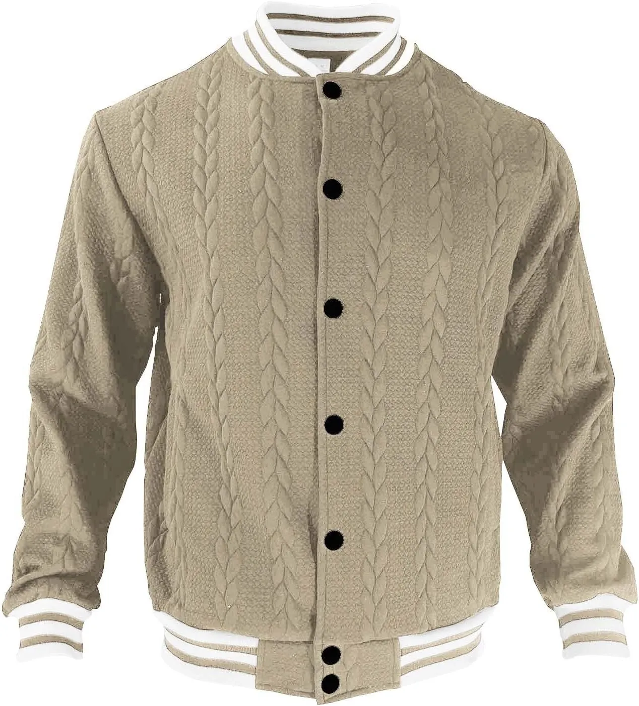 Mens Cable Knitted Cardigan Sweaters Trendy Button Down Varsity Jackets Fall Winter Oversize Thicken Thermal Coat Top
