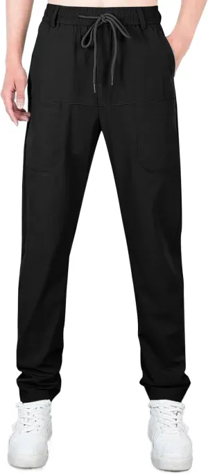 Mens Cargo Pants Plus Size Relaxed fit Stretchy Casual Hiking Pants Elastic Waist Drawstring Multi-Pocket Work Pants
