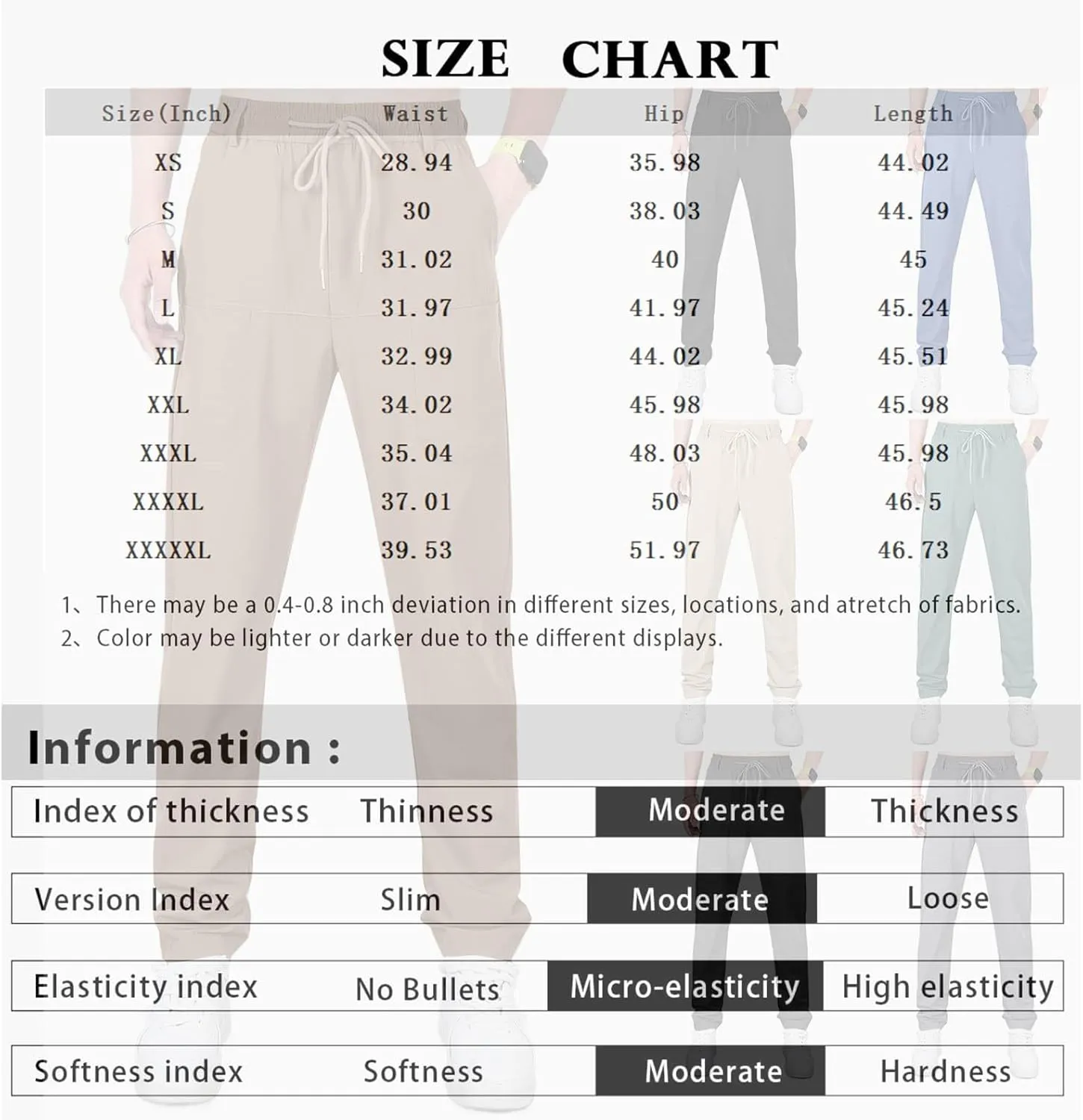 Mens Cargo Pants Plus Size Relaxed fit Stretchy Casual Hiking Pants Elastic Waist Drawstring Multi-Pocket Work Pants