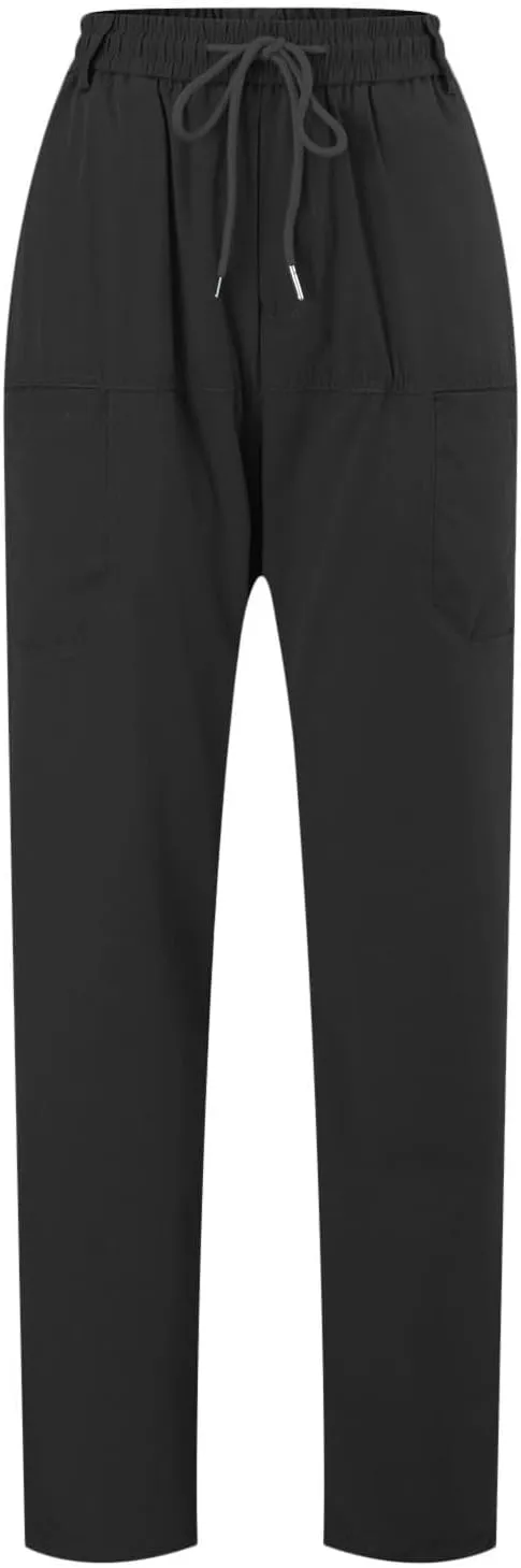 Mens Cargo Pants Plus Size Relaxed fit Stretchy Casual Hiking Pants Elastic Waist Drawstring Multi-Pocket Work Pants