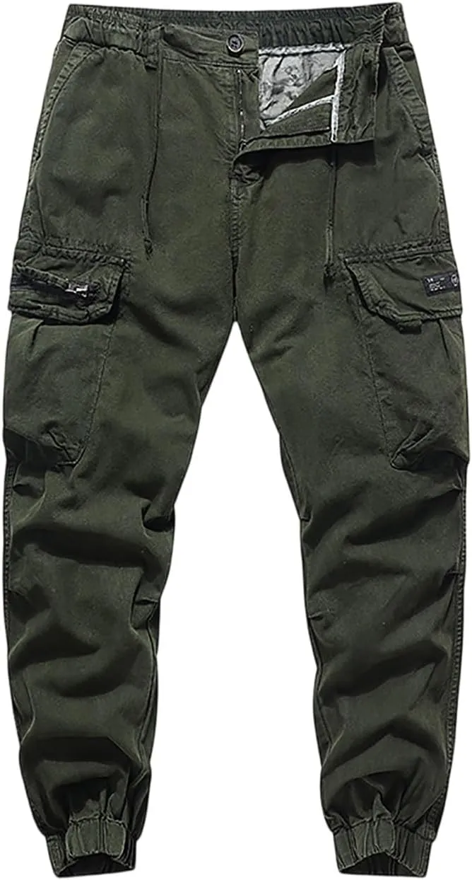 Men's Cargo Pants Relaxed Fit Sport Pants Jogger Sweatpants Drawstring Outdoor Trousers with Pockets