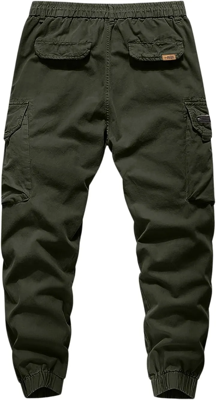 Men's Cargo Pants Relaxed Fit Sport Pants Jogger Sweatpants Drawstring Outdoor Trousers with Pockets