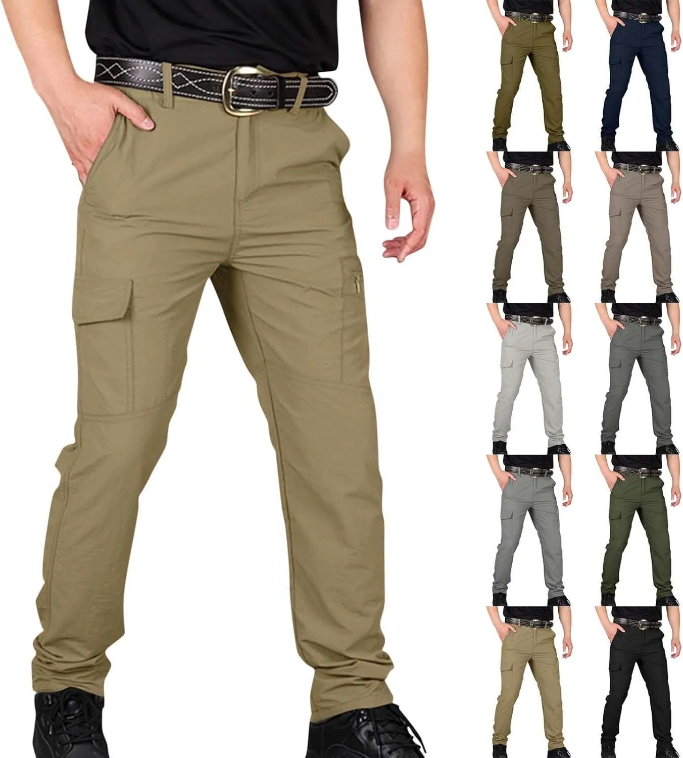 Mens Cargo Pants Stretch Camping Waterproof Outdoor Hiking Pants Travel Lightweight Camouflage Resistant Work Pants