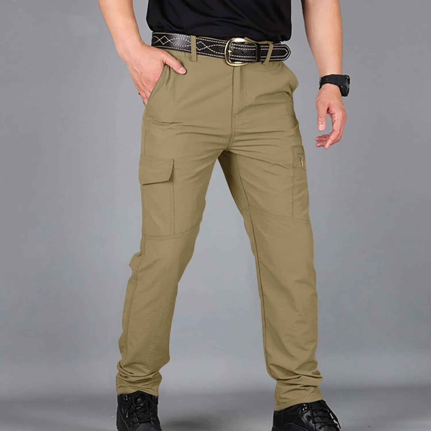 Mens Cargo Pants Stretch Camping Waterproof Outdoor Hiking Pants Travel Lightweight Camouflage Resistant Work Pants