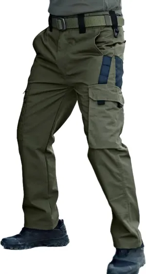 Mens Cargo Pants Water Resistant Relaxed Fit Hiking Work Pants Multi Pockets Baggy Camo Stretch Tactical Trousers