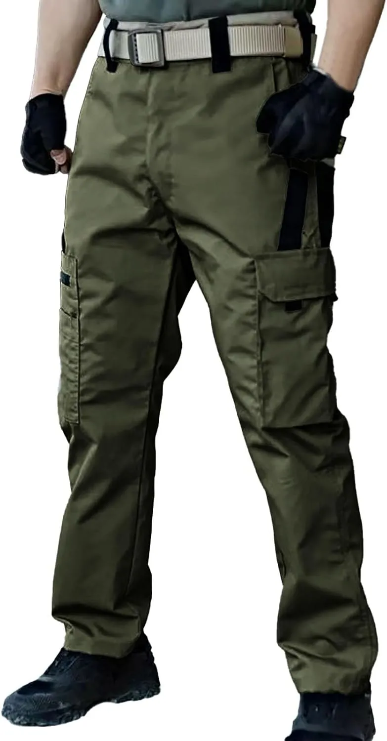 Mens Cargo Pants Water Resistant Relaxed Fit Hiking Work Pants Multi Pockets Baggy Camo Stretch Tactical Trousers