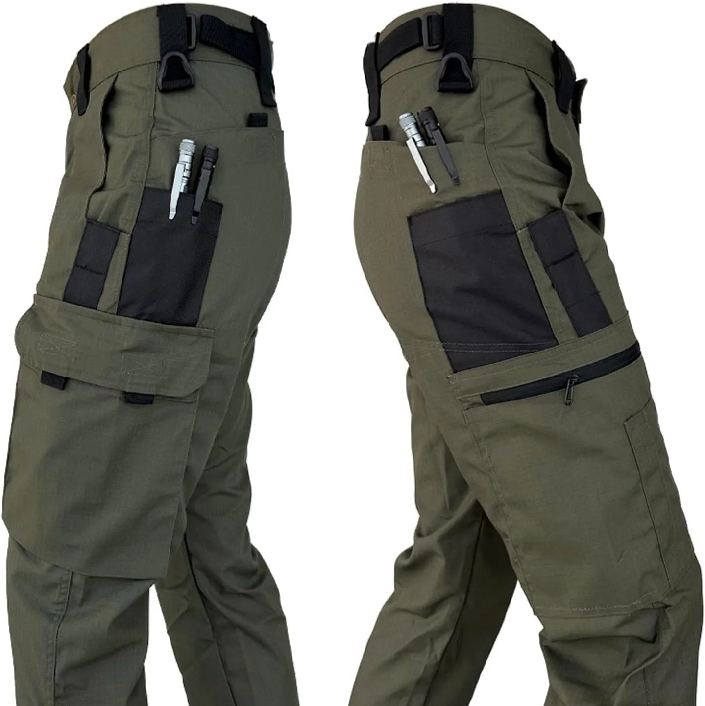 Mens Cargo Pants Water Resistant Relaxed Fit Hiking Work Pants Multi Pockets Baggy Camo Stretch Tactical Trousers