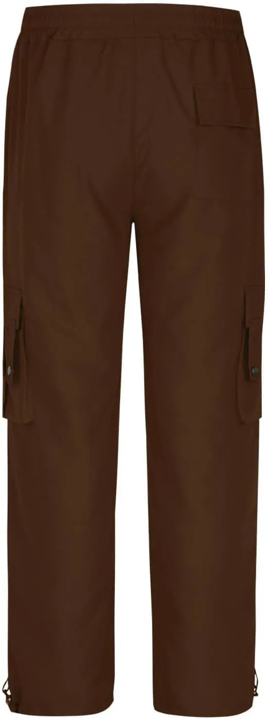 Mens Cargo Pants with Multi Pockets Drawstring Elastic Waisted Casual Trousers Outdoor Hiking Athletic Jogging Pants