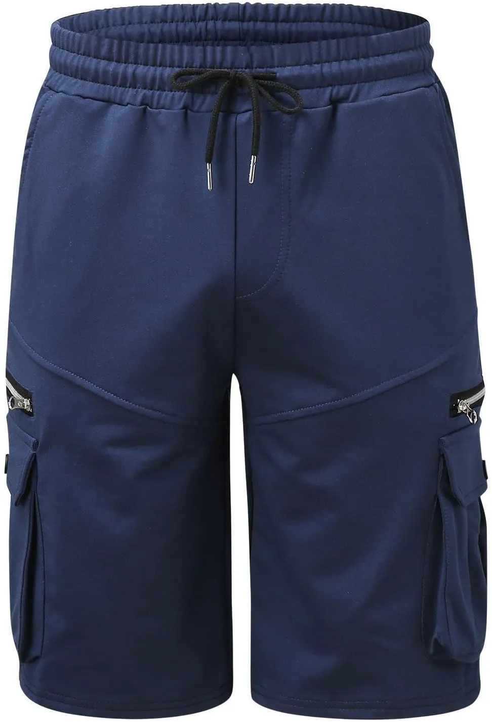 Men's Cargo Shorts Casual Twill Elastic Waisted Capri Pants Relaxed Fit Below Knee Long Shorts with Multiple Pockets
