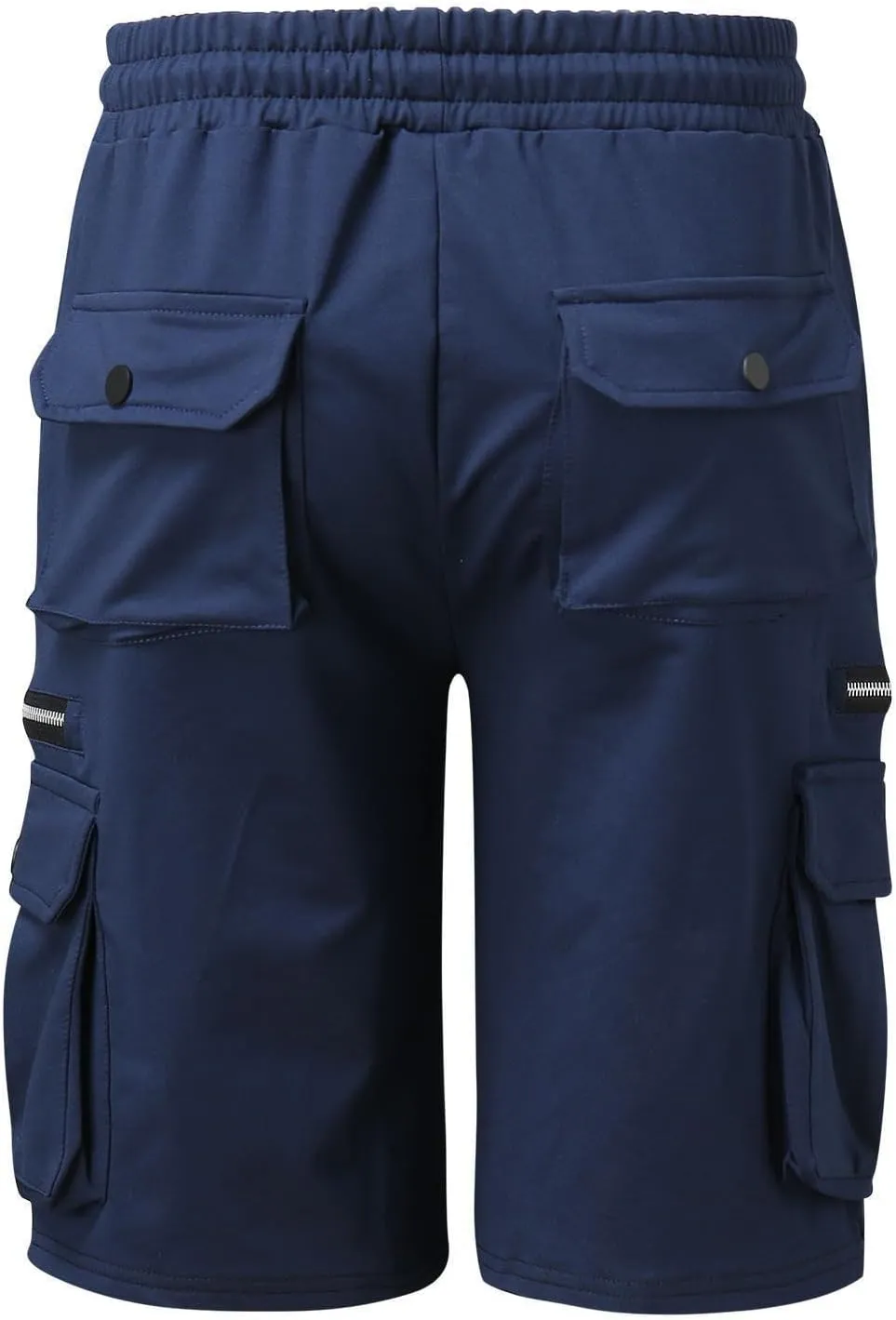 Men's Cargo Shorts Casual Twill Elastic Waisted Capri Pants Relaxed Fit Below Knee Long Shorts with Multiple Pockets
