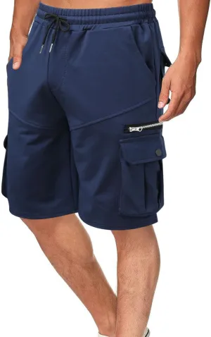 Men's Cargo Shorts Casual Twill Elastic Waisted Capri Pants Relaxed Fit Below Knee Long Shorts with Multiple Pockets
