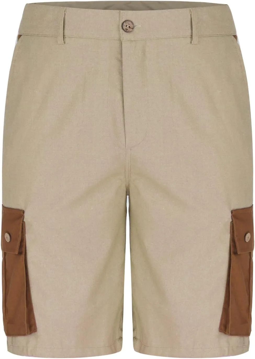 Mens Cargo Shorts Linen Drawstring Straight Casual Bottoms with Multiple Pockets Fashion Patchwork Beach Shorts